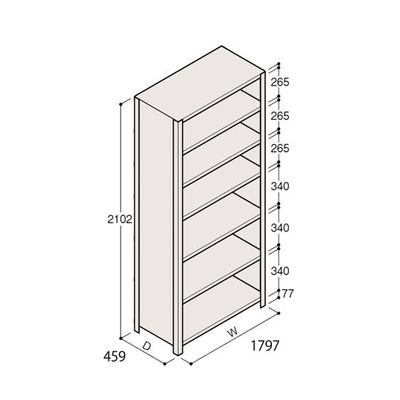 アズワン 軽量棚 ERR密閉型 H2100×W1800×D450 有効棚 6段 67-5247-29 1個（直送品）