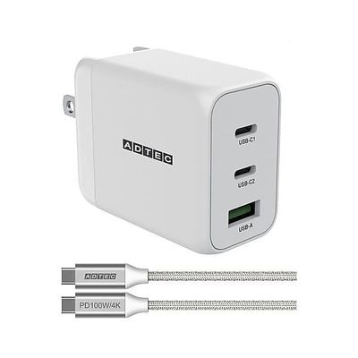 アドテック Power Delivery対応 GaN AC充電器 APD-V065AC2-WC-WH 1個 67-7463-53（直送品）
