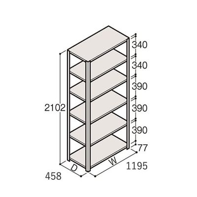 アズワン 軽量棚 ERR開放型 H2100×W1200×D450 有効棚 5段 67-5242-48 1個（直送品）