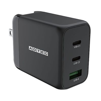 アドテック Power Delivery対応 GaN AC充電器 APD-V065AC2-BK 1個 67-7463-50（直送品）