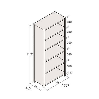 アズワン 軽量棚 ERR密閉型 H2100×W1800×D450 有効棚 5段 67-5247-17 1個（直送品）