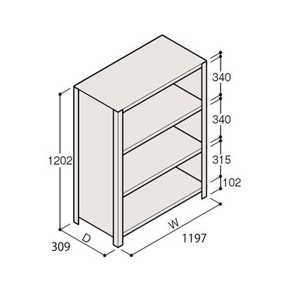 アズワン 軽量棚 ERR密閉型 H1200×W1200×D300 有効棚 3段 67-5245-76 1個（直送品）