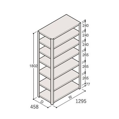 アズワン 軽量棚 ERR開放型 H1800×W1200×D450 有効棚 6段 67-5242-12 1個（直送品）