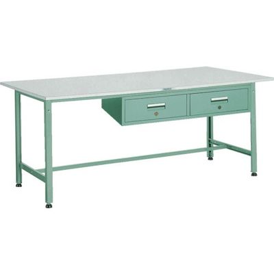 トラスコ中山 TRUSCO 軽荷重作業台(300kg)AE型 1500X750XH740 2列引出付 グリーン色 AE-1500FL2 1台（直送品）