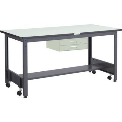TRUSCO 中荷重作業台(500kg)CFW型 900X750XH740 2段引出付 ダークグレー色 CFWP-0975F2 1台（直送品）
