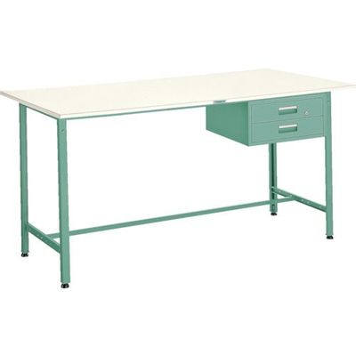TRUSCO 軽荷重立作業台(300kg)HAE型 1500X900XH900 2段引出付 グリーン色 HAE-1509F2 1台（直送品）