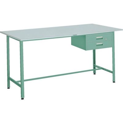 TRUSCO 軽荷重立作業台(300kg)HAE型 1500X900XH900 2段引出付 グリーン色 HRAE-1509F2 1台（直送品）