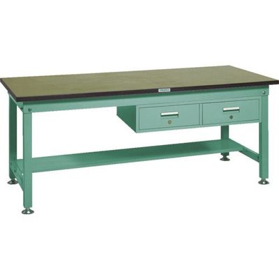 TRUSCO 中荷重作業台(1200kg)HW型 1200X900XH740 2列引出付 グリーン色 緑 RHW-1209FL2 GN 1台（直送品）