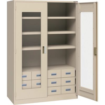 トラスコ中山 TRUSCO スーパーヘビーキャビネット 窓・引出小12個・キャスター付 SHC-603L12S-A 1台 585-6918（直送品）