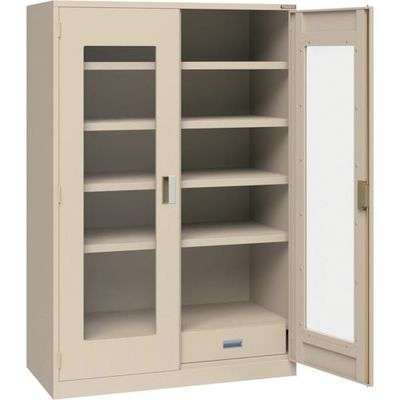 トラスコ中山 TRUSCO スーパーヘビーキャビネット 窓・4枚棚・引出大2個 SHC-604L2L-A 1台 585-6951（直送品）