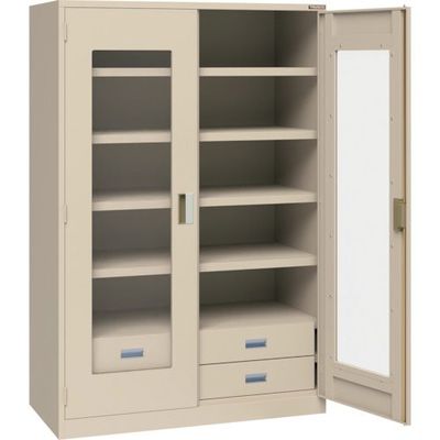 トラスコ中山 TRUSCO スーパーヘビーキャビネット 窓・4枚棚・引出大4個 SHC-604L4L-A 1台 585-6971（直送品）