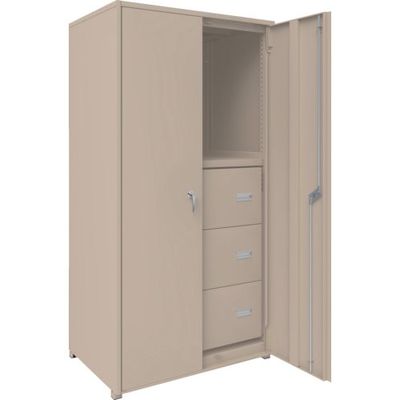 TRUSCO M2型軽中量棚棚 背板・側板・扉付 W860XD600 HM型深型引出し3段付 M2-6363-HM93-SGD 1台（直送品）