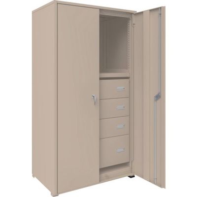 TRUSCO M3型中量棚 背板・側板・扉付 W900XD595 HM型浅型引出し3段+深型1段付 M3-6363-HM94-SGD 1台（直送品）