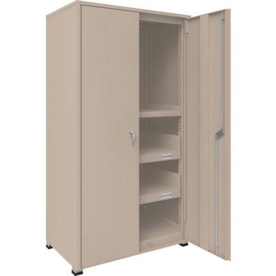 TRUSCO M3型中量棚 背板・側板・扉付 W900XD595 HTM型スライド棚2段付 M3-6363-HTM62-SGD 1台（直送品）