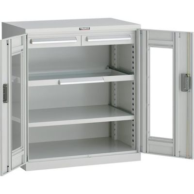 TRUSCO DX型スライド工具キャビネット 881X551XH1000 スライド1段 アクリル扉 ホワイト色 DX-31AG-W 1台（直送品）