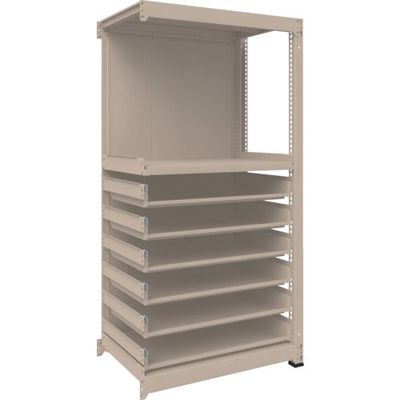 TRUSCO M3型中量棚 背板付 W900XD595XH1800 引出用スライド棚6段付 連結 M3-6363-SL6-SB 1台（直送品）