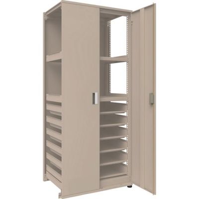 TRUSCO M3型ユニット中量棚 両開き扉 背パネル 引出用スライド棚6段付 H2100XW900 連結 M3-U7364-SL6-SRB（直送品）