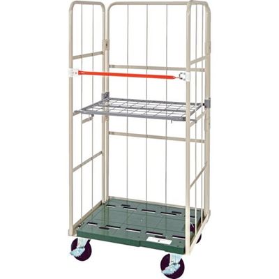 TRUSCO 倒れにくいカゴ車”セフティーテナー800X600XH1700 一般格子タイプ 跳ね上げ中間棚付き ST-0806-KT 1台（直送品）