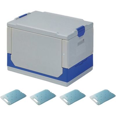 ワコン クールワン折りたたみ保冷ボックス(GY)冷蔵保冷剤4個付セット COG-10-TCUT0X4SET 1セット 460-8576（直送品）