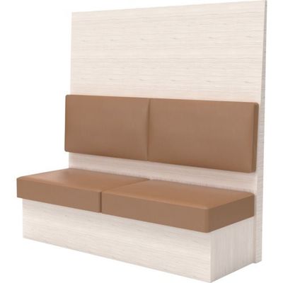 TRUSCO ミーティングベンチシングル H1800XW1500XD575木目ホワイト 生地レザーブラウン MBS64WLBR 1台（直送品）