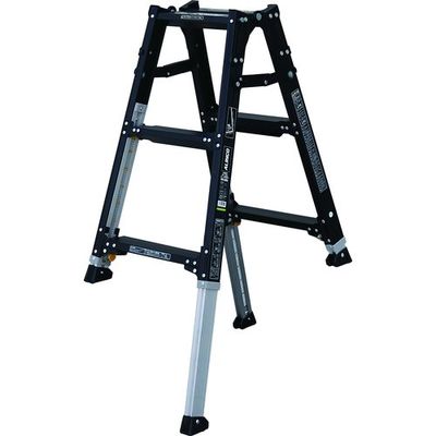 アルインコ 伸縮脚立(ステップ幅広) ブラックカラー 90cm 最大使用質量100kg PRW90BK 1台 651-0419（直送品）