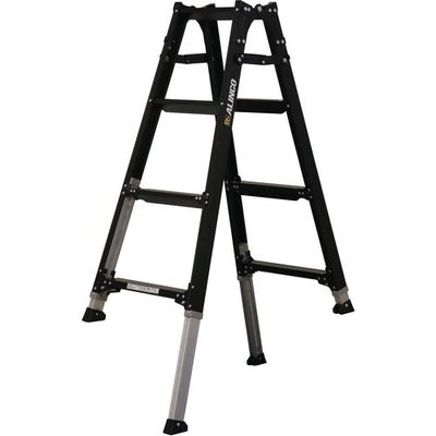 アルインコ 伸縮脚立(ステップ幅広) ブラックカラー 120cm 最大使用質量100kg PRW120BK 1台 651-0422（直送品）