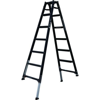アルインコ 伸縮脚立(ステップ幅広) ブラックカラー 210cm 最大使用質量100kg PRW210BK 1台 651-0423（直送品）