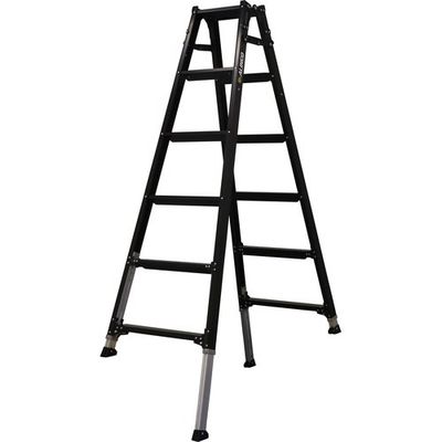 アルインコ 伸縮脚立(ステップ幅広) ブラックカラー 180cm 最大使用質量100kg PRW180BK 1台 651-0417（直送品）