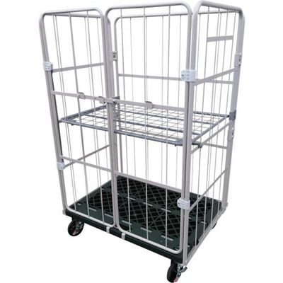 ヤマト カゴ車(鋼製) 跳ね上げ中間棚付コンビテナー KRC80ーPG(HA) 床板プラスチック製 観音扉付 KRC80PG(HA) 1台（直送品）