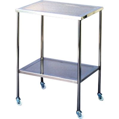 ステンレス(SUS304)パンチングワゴン 上下フラット 50パイ導電キャスター付き W600×D450×H800 5-1-669 1台（直送品）