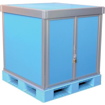 ADF ダンカーゴ一体 1面観音扉・3面パネルタイプ 1100x1100xH1000 ブルー DANITP3T111100-BL 1台（直送品）