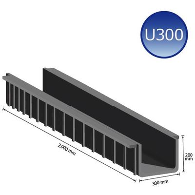 ウッドプラスチックテクノロジー ウッドプラスチック 軽量プラスチックU字溝300型 12本セット U300-12SET 1個(12個)（直送品）