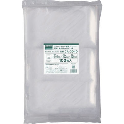 TRUSCO クリーンルーム製造 医薬・食品用小型ポリ袋 縦230X横170XT0.04 100枚入 透明 CA-1723 1袋(100枚)（直送品）