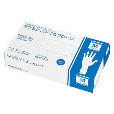松吉医科器械 マツヨシニトリルグローブ ホワイト M 25326701 MY-7552(M)100マイイリ 1梱(100枚入x40箱)（直送品）