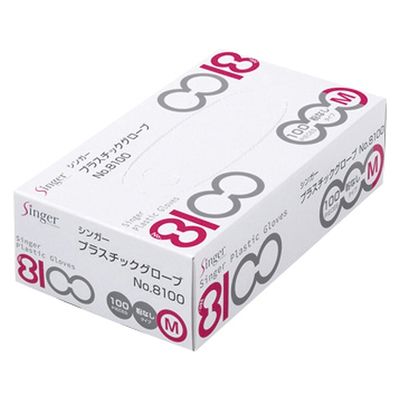 宇都宮製作 シンガープラスチックグローブ 25263602 NO.8100PF(M)100マイイリ 1梱(100入x20箱)（直送品）