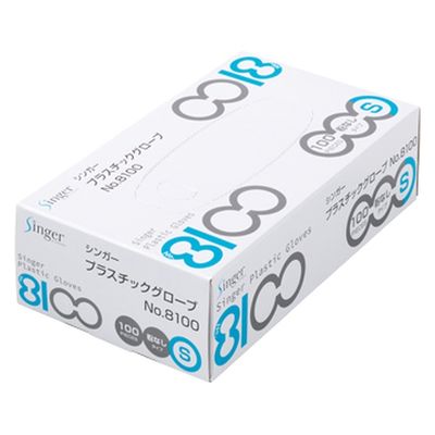 宇都宮製作 シンガープラスチックグローブ 25263601 NO.8100PF(S)100マイイリ 1梱(100入x20箱)（直送品）