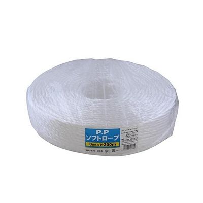 宮島化学工業 PPソフトロープ 白 6mm×200m HC620 1巻 63-7917-85（直送品）