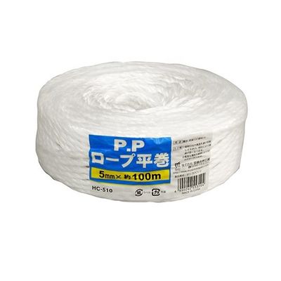 宮島化学工業 PPロープ平巻 白 5mm×100m HC510 1巻 63-7918-05（直送品）