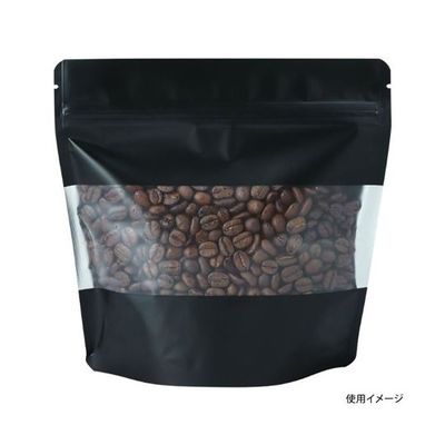 ヤマニパッケージ コーヒー用袋 アルミスタンドチャック袋 M 窓付 マット黒 500枚 COT-879BL 1ケース(500枚)（直送品）
