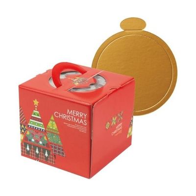 ヤマニパッケージ ケーキ箱 カラフルツリー 4.5号 金台紙丸型付 100枚 20-2322TM 1ケース(100枚) 67-7143-27（直送品）