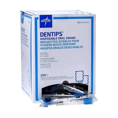 【口腔ケアスポンジ】 スポンジブラシ デンティップスブルー 250本入 67-6609-81 1箱(250本) アズワン（直送品）