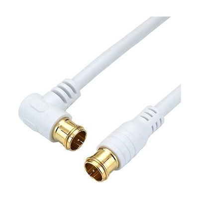 ホーリック 極細アンテナケーブル 5m ホワイト L字差込式/差込式コネクタ HAT50-109LPWH 1個 64-6230-11（直送品）