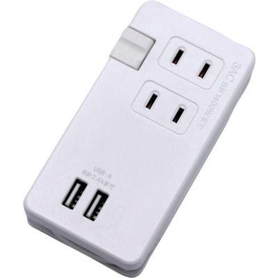 星光商事 STARLIGHT モバイルUSBポート付タップ3個口TypeーA2ポート2.4A SK-3AC2USB24WA 1個（直送品）