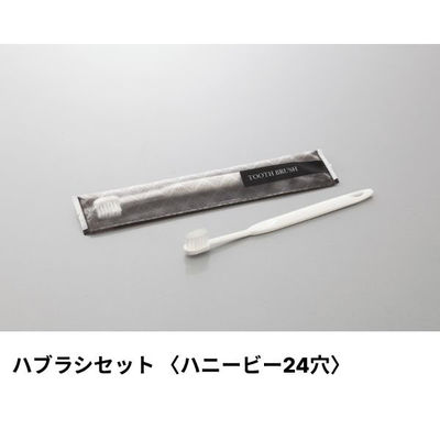 ホテルアメニティ ハブラシセット(ハニービー24穴) 3g刻印 ライトブルー エラートシリーズ 00475624 1ケース(250点×8))（直送品）
