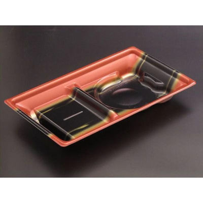 リスパック 冷麺容器 寿司 コンボ1B 夕なぎ赤 RLBE736 1ケース(50点×12))（直送品）