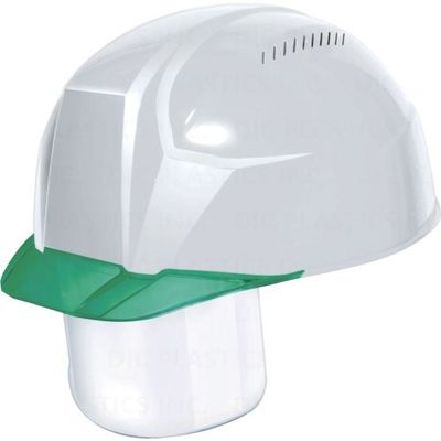 DIC 超軽量 透明バイザーヘルメット(シールド面付) AA23ーCSV KP 白/グリーン AA23-CSV-HA8-KP-W/G 1個（直送品）