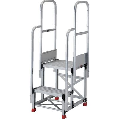 TRUSCO アルミ製作業用踏台 2段 高さ0.7m 天板寸法800×400 段高350mm 階段両手すり付き TSF-287-TR350（直送品）