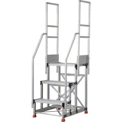 TRUSCO アルミ製作業用踏台 3段 高さ0.9m 天板寸法600×400 段高300mm 階段両手すり付き TSF-369-TR300（直送品）