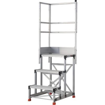 TRUSCO アルミ製作業用踏台 3段 高さ0.9m 天板寸法600×400 段高300mm 天場二方手すり付き TSF-369-TL300（直送品）