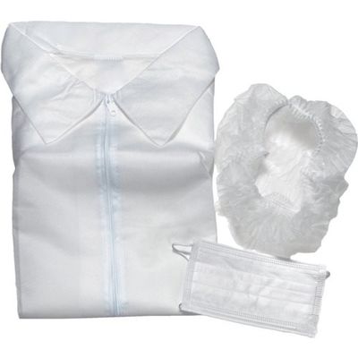 トラスコ中山 TRUSCO 不織布白衣他3点セット(白衣・マスク・ヘアキャップ) ファスナータイプ フリーサイズ DPS3-F 1セット（直送品）